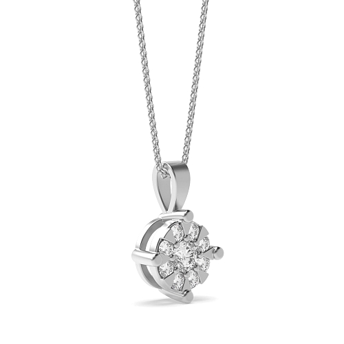 4 Prong Round Designer glow Lab Grown Diamond Pendant Necklaces