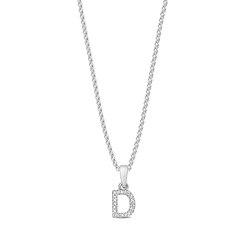 4 Prong Round Letter d initial Lab Grown Diamond Pendant Necklaces