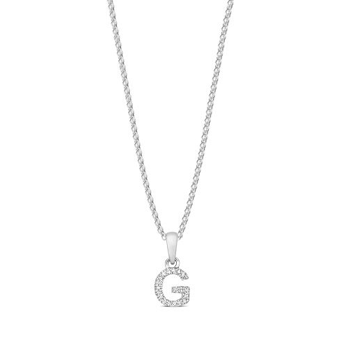 4 Prong Round Letter g initial Initial Pendant Necklaces