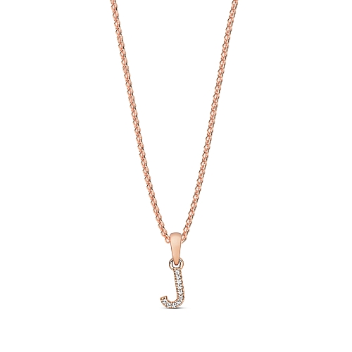 4 Prong Round Rose Gold Letter j petit Pendant Necklaces