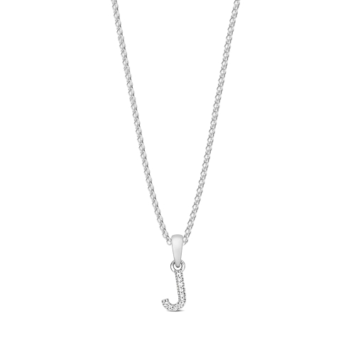 4 Prong Round White Gold Initial Pendant Necklace