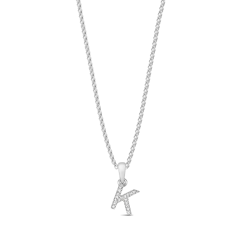 4 Prong Round Letter K Initial Pendant Necklace