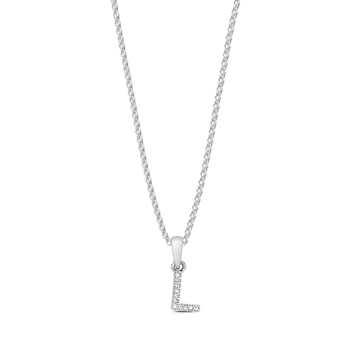 4 Prong Round Letter L Initial Pendant Necklace