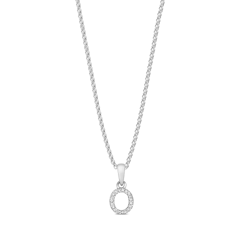 4 Prong Round Silver Letter o petit Pendant Necklaces