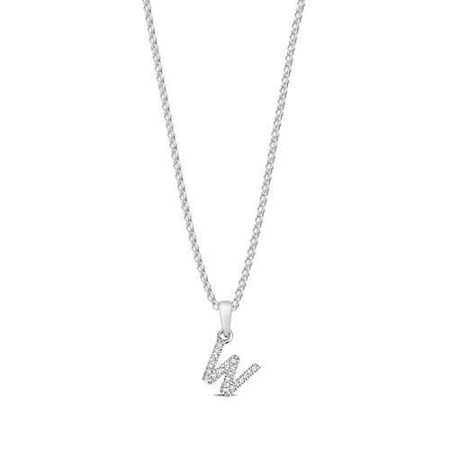 4 Prong Round Initial Pendant Necklaces