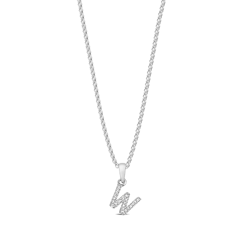 4 Prong Round Letter w initial Initial Pendant Necklaces