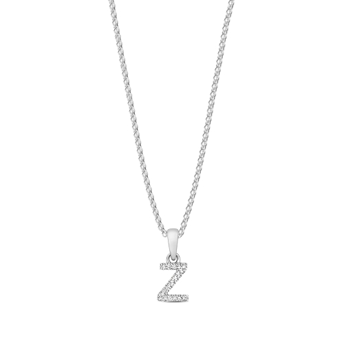 4 Prong Round Letter z initial Pendant Necklaces
