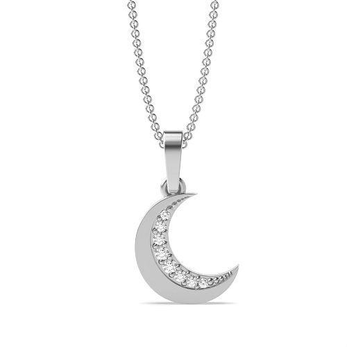 Pave Setting Round Moon Pendant Necklaces