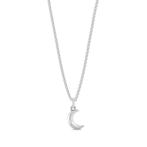 6 Prong Round Half moon Pendant Necklaces
