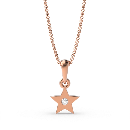 Flush Setting Round Rose Gold Astra Pendant Necklaces
