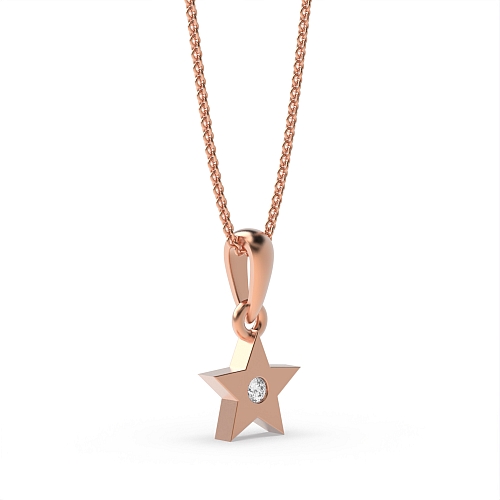Flush Setting Round Rose Gold Astra Pendant Necklaces