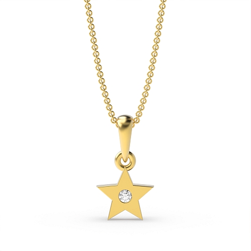 Flush Setting Round Yellow Gold Astra Pendant Necklaces