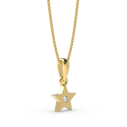 Flush Setting Round Yellow Gold Astra Pendant Necklaces