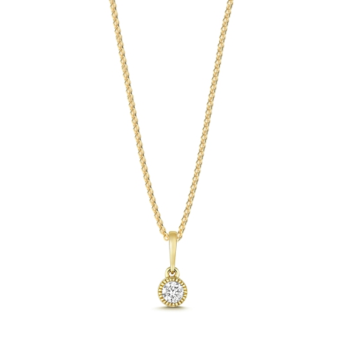 Setting Round Yellow Gold Bezel radiance Pendant Necklaces