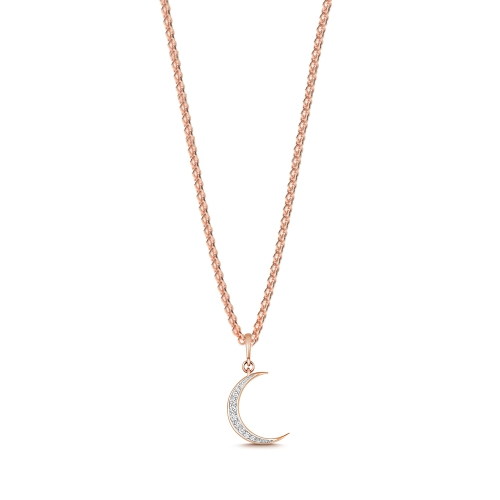 Elevate your elegance with round shape half moon diamond pendant