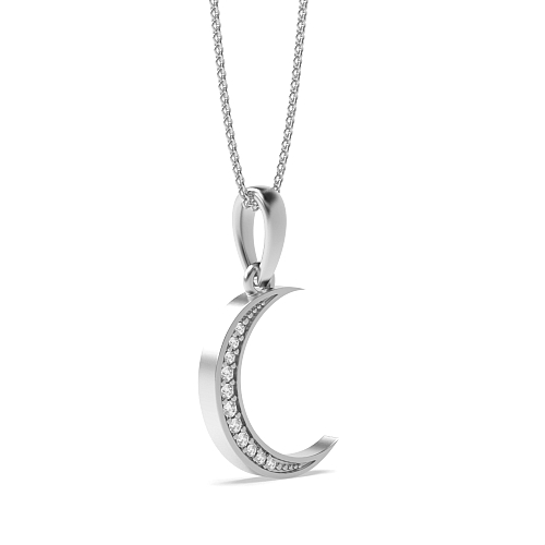 Pave Setting Round Elevate your elegance with moon Designer Pendant Necklaces