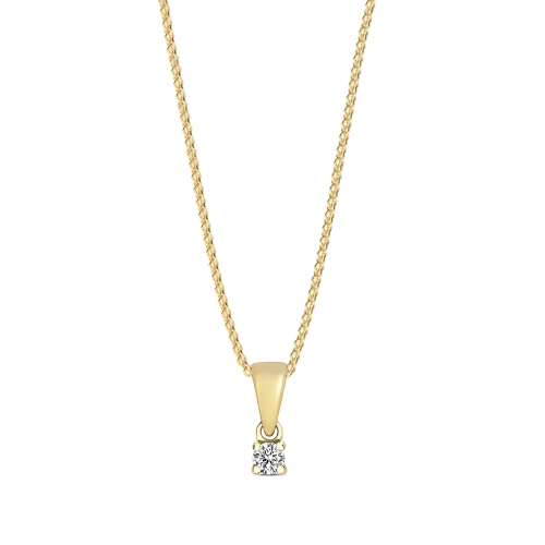 4 Prong Round Yellow Gold Secure lock Pendant Necklaces