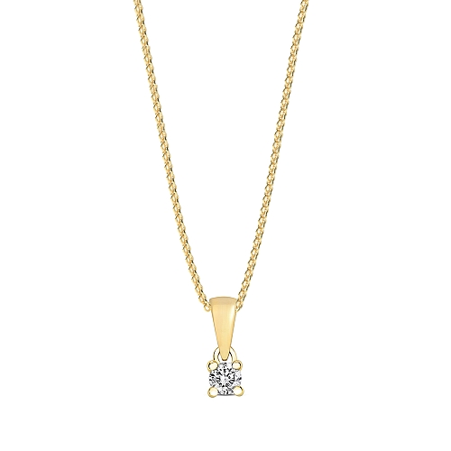 4 Prong Round Yellow Gold Solid bale lock Pendant Necklaces