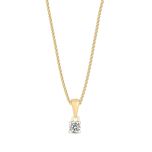 4 Prong Round Yellow Gold Lock Pendant Necklaces