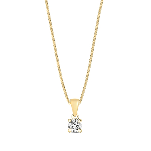4 Prong Round Yellow Gold Lock style Pendant Necklaces