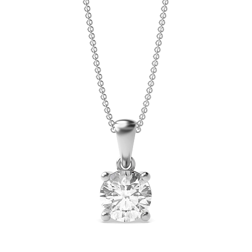 4 Prong Round Silver Quintessential Pendant Necklaces