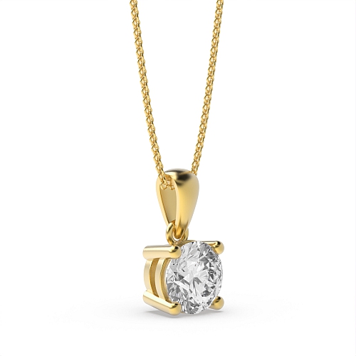 4 Prong Round Yellow Gold Quintessential Pendant Necklaces