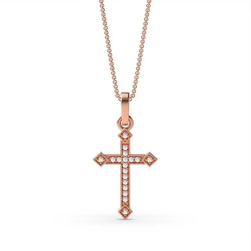 4 Prong Round Rose Gold Designer shine Pendant Necklaces