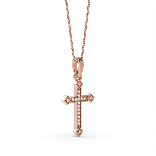 4 Prong Round Rose Gold Designer shine Pendant Necklaces