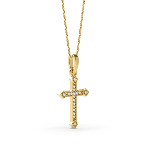4 Prong Round Yellow Gold Designer shine Pendant Necklaces