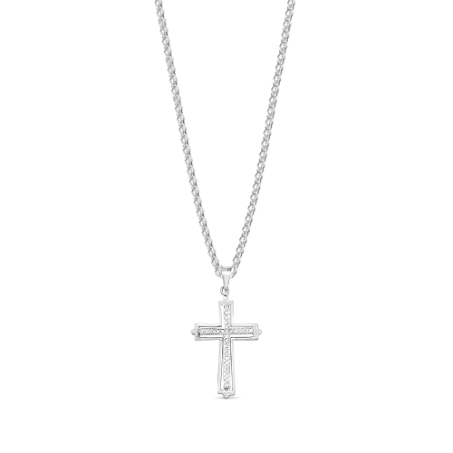 Buy Pave Setting Round Shape Cross Diamond Pendant - Abelini