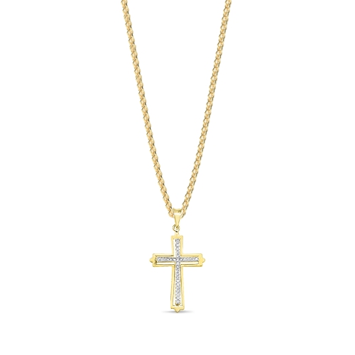 Pave Setting Round Yellow Gold Bezel glow Pendant Necklaces