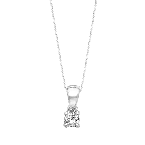 4 Prong Round Silver Radiant brace Pendant Necklaces