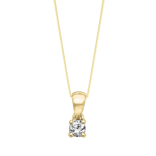 4 Prong Round Yellow Gold Radiant brace Pendant Necklaces