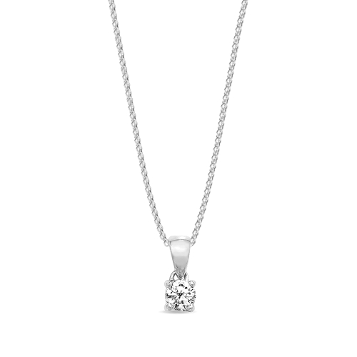 4 Prong Round Silver Delicate Pendant Necklaces