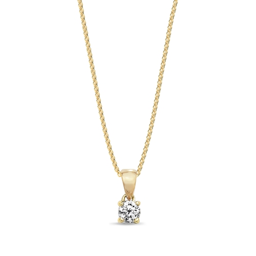 4 Prong Round Yellow Gold Delicate Pendant Necklaces