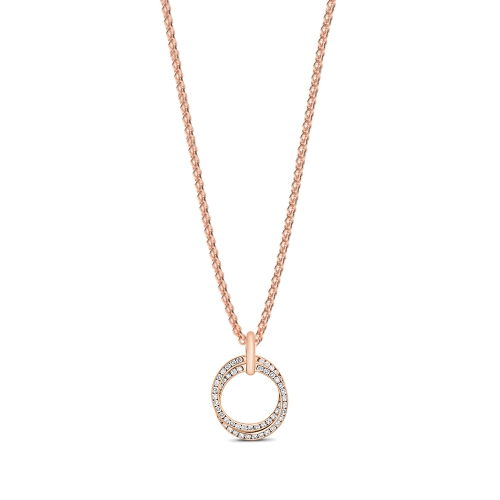 Channel Setting Round Rose Gold 2 tone Cluster Pendant Necklaces