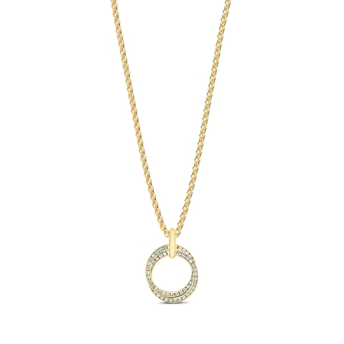 Channel Setting Round Yellow Gold 2 tone Pendant Necklaces