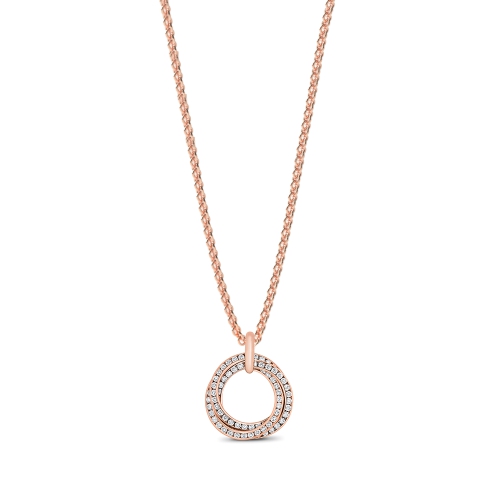 Channel Setting Round Rose Gold Tone Cluster Pendant Necklaces