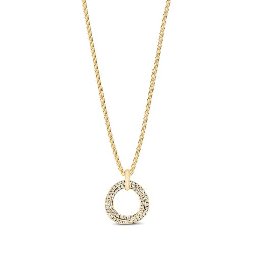 Channel Setting Round Yellow Gold Tone Pendant Necklaces