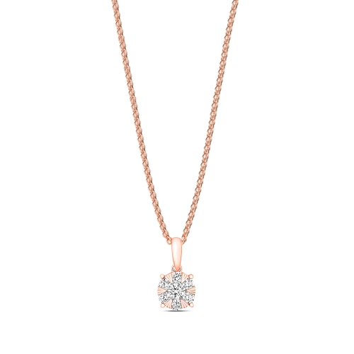 4 Prong Round Rose Gold Heirloom keeper Cluster Pendant Necklaces