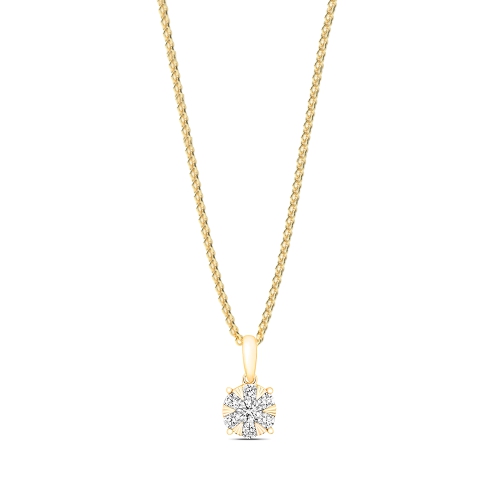 4 Prong Round Yellow Gold Heirloom keeper Pendant Necklaces