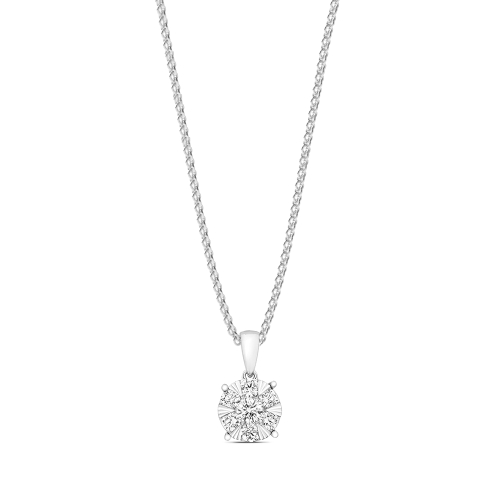 4 Prong Round Flower Pendant Necklaces