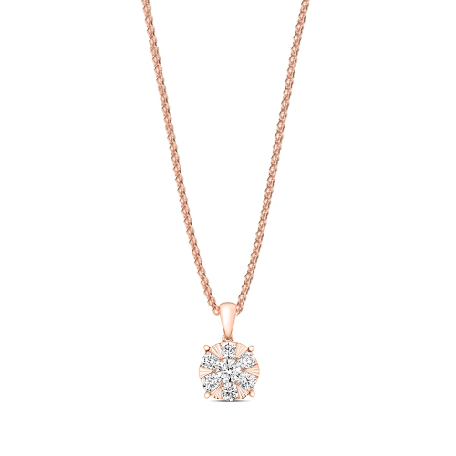 4 Prong Round Rose Gold Keepsake vault Cluster Pendant Necklaces