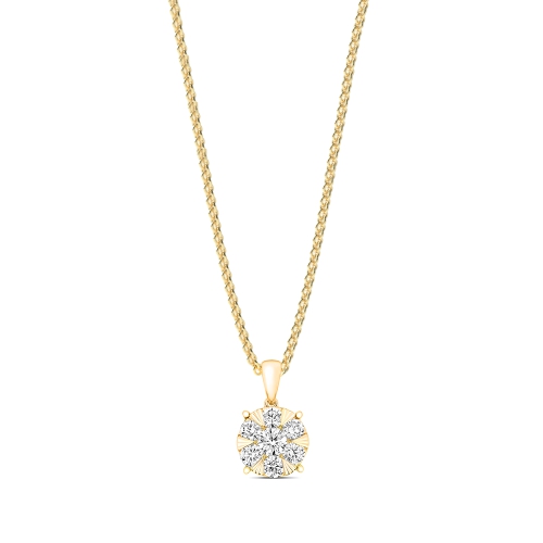 4 Prong Round Yellow Gold Keepsake vault Pendant Necklaces