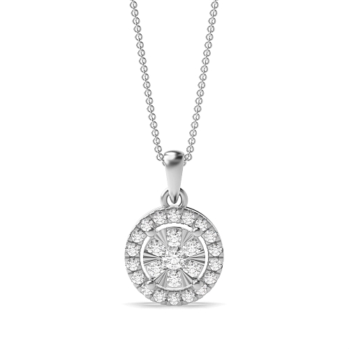 4 Prong Round Aureole Pendant Necklaces