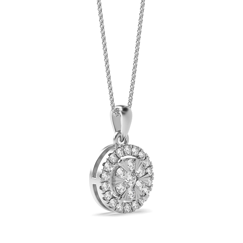 4 Prong Round Aureole Pendant Necklaces