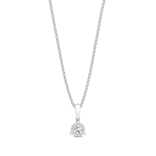 3 Prong Round Glimmer glint Pendant Necklaces