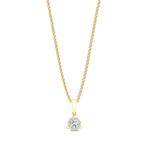 3 Prong Round Yellow Gold Glimmer glint Pendant Necklaces