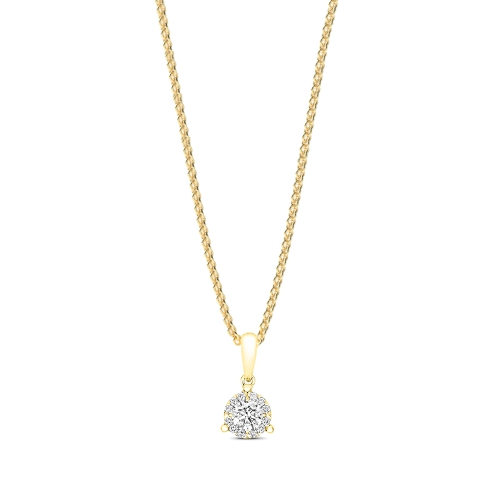 3 Prong Round Yellow Gold Glow Pendant Necklaces