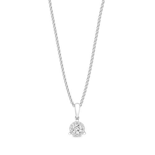 3 Prong Round Glimmer shimmer Pendant Necklaces